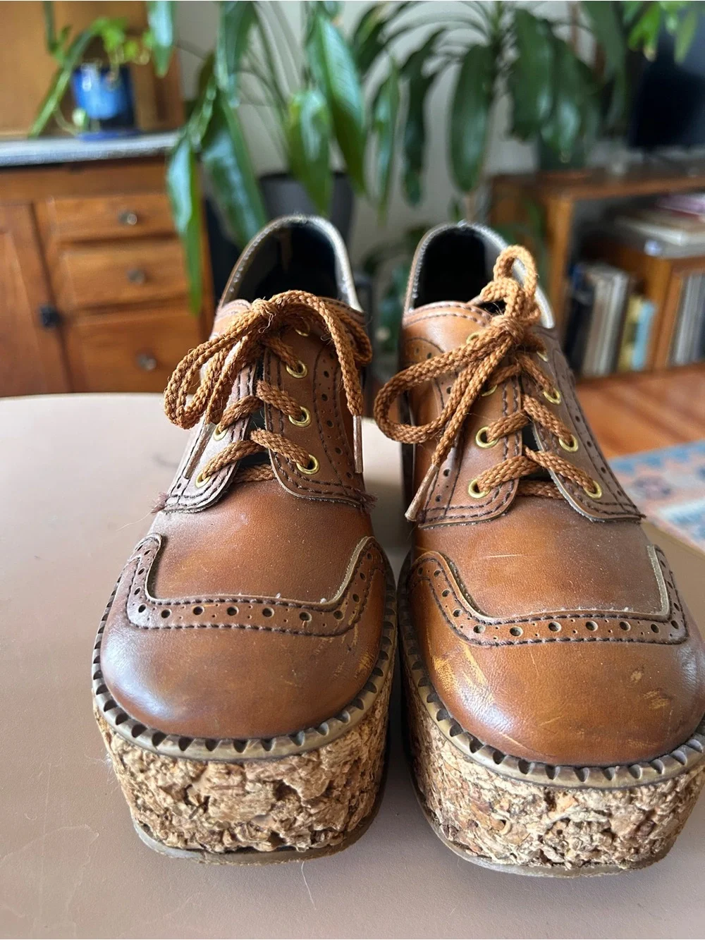 Vintage 1970s platform cork Oxford
